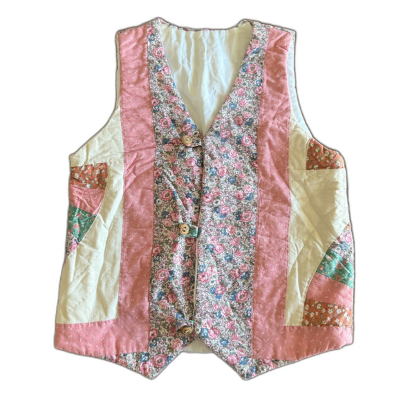 Handmade Floral Pastel Quilt Vest Women's Small - Picture 1 of 10